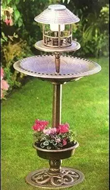  Bird Bath & Feeder With Solar Light