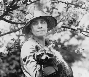 Grace Cooliage and her pet Rebecca the Racoon