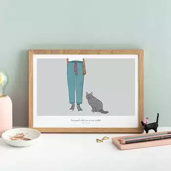 Cat Lovers Personalised Pet Portrait Print