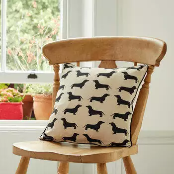 Dachshund Print Cotton Cushion