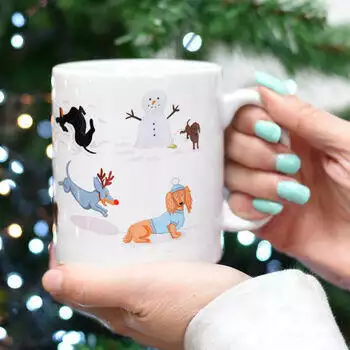 Cute Dachshund Winter Fun Dog Mug