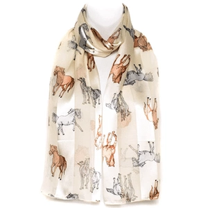 Horse Print Chiffon Satin Scarf