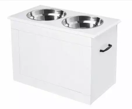 PawHut Raised Dog Bowls Pet Feeding Storage Station