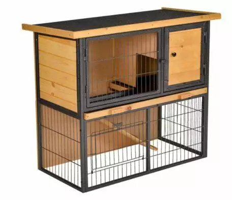 PawHut Wood-Metal Rabbit Guinea Pig Hutch
