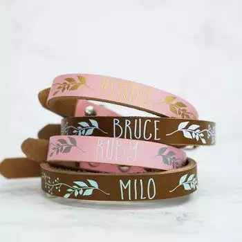 Personalised-Botanical-Leather-Pet-Collar