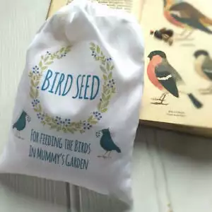 Personalised Cotton Bag Filled With Wild Bird Seed
