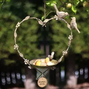 Personalised Garden Hanging Heart Bird Dish