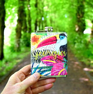 Personalised Tropical Parrot Hip Flask