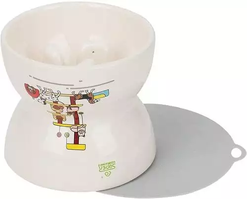 SUPER DESIGN Ceramics Raised Slow Feeder Dog Bowl