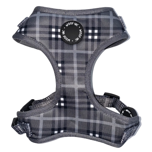 Woof Inc Adjustable Black Tartan Harness 