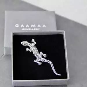 Sterling Silver Lizard Gecko Marcasite Brooch
