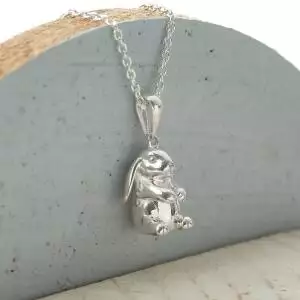 Personalised Sterling Silver Lop Eared Rabbit Necklace